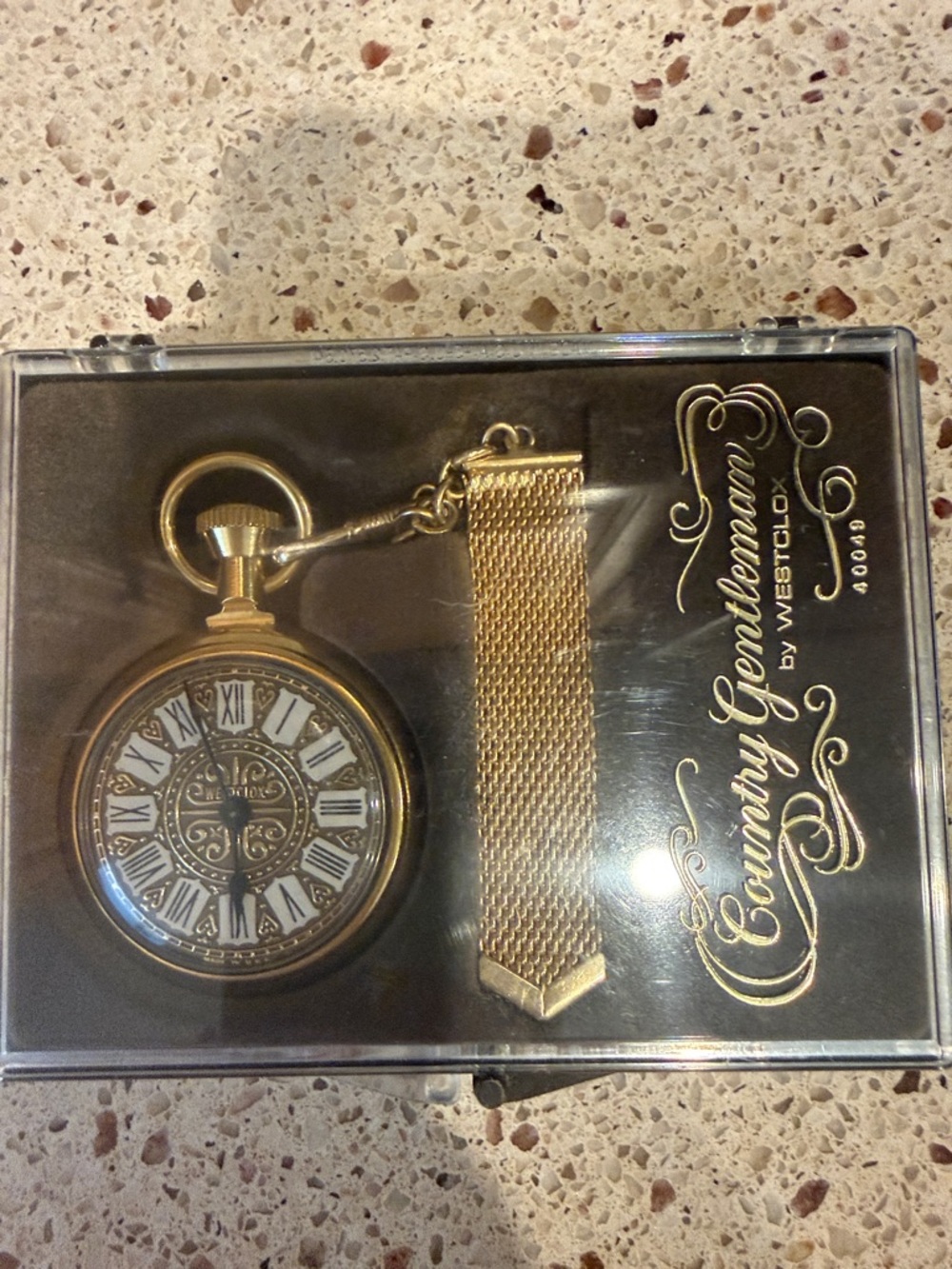 Country Gentlemen Gold-Tone Pocket Watch with Matching Chain